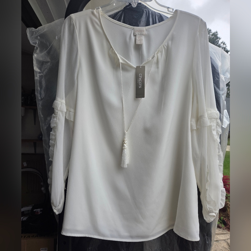 Chico's Ruffle Sleeve Woven Top